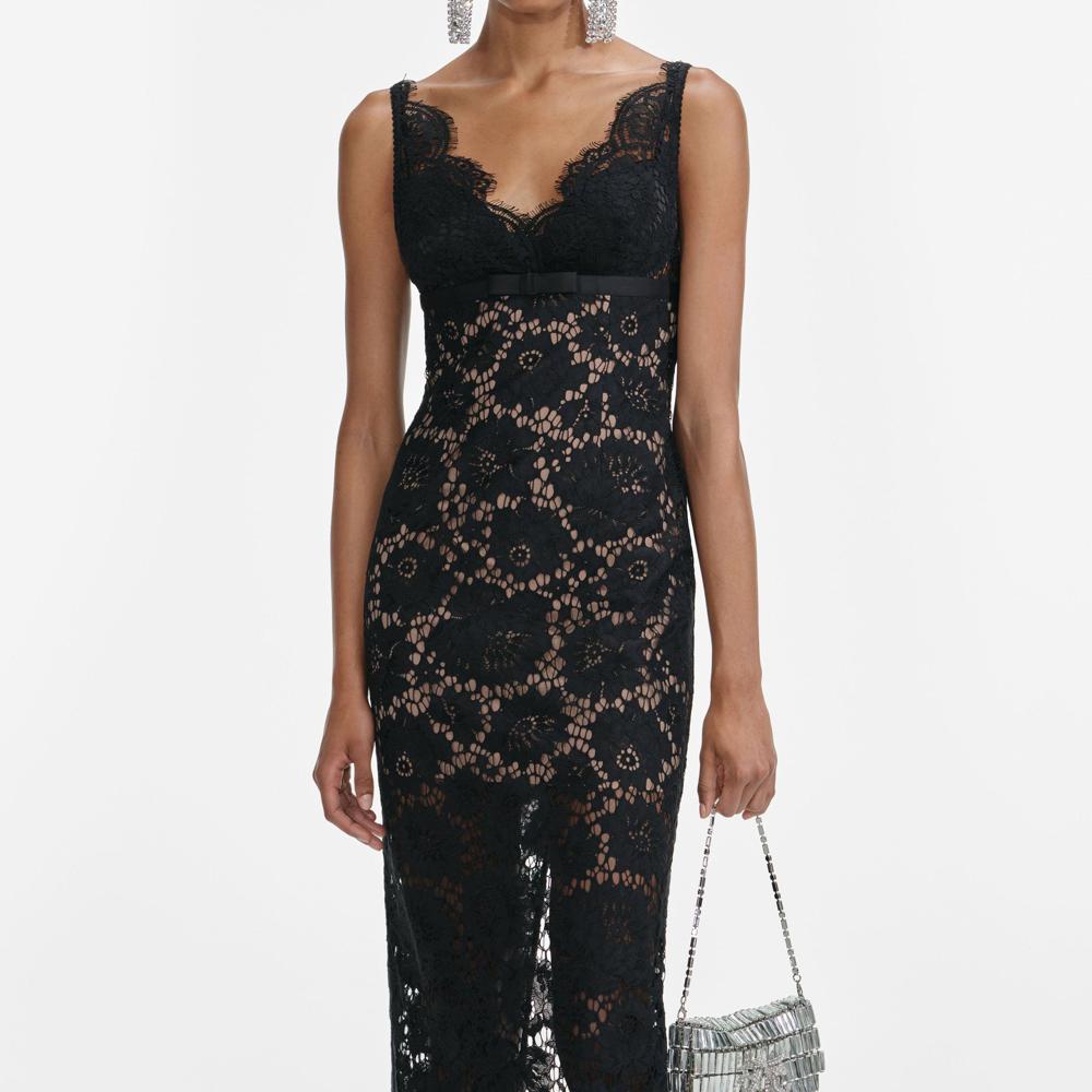SP VIP PRICE Black Floral Lace Maxi Dress