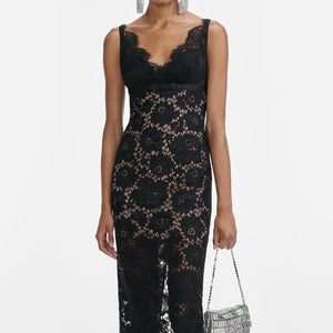 SP VIP PRICE Black Floral Lace Maxi Dress