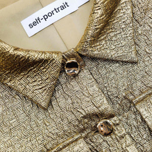 SELF PORTRAIT SS24 Gold Metallic Jacquard Top