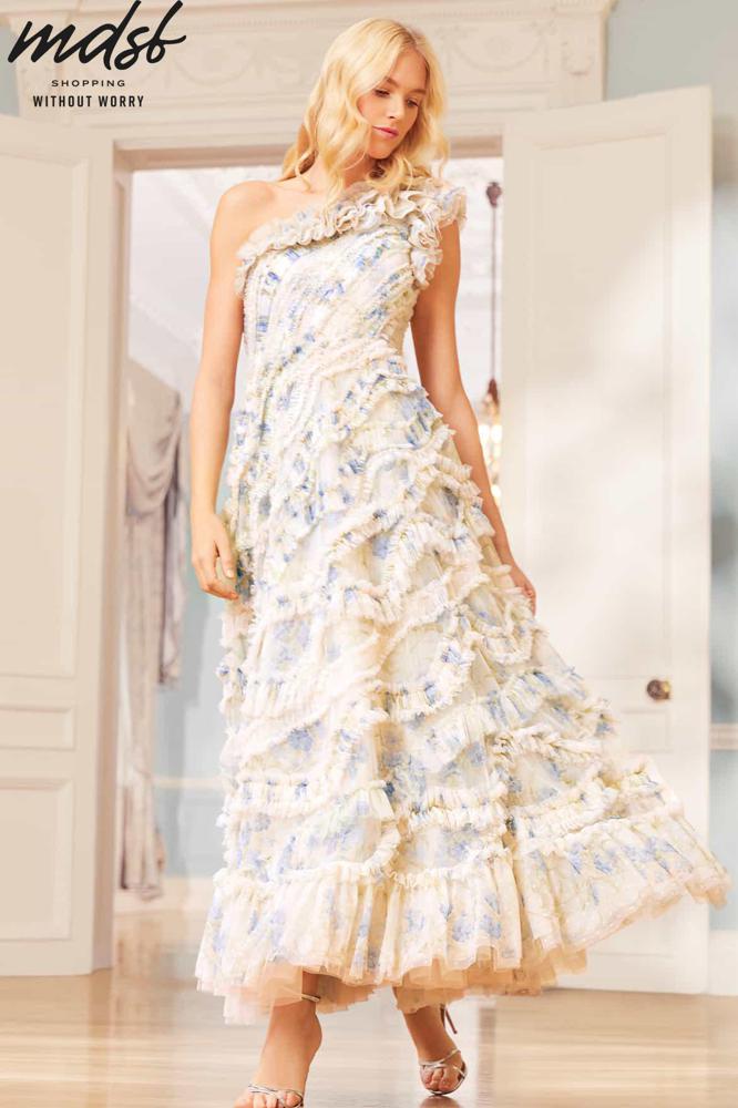 Needle & Thread PO and SALE Summer Posy Aaliyah One-Shoulder Gown