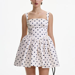 SELF PORTRAIT SS25 VIP PRICE Cream Polka Dot Satin Mini Dress