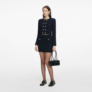 SP VIP PRICE Navy Textured Knit Cardigan