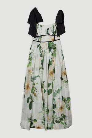 Karen Millen UK SALE Lydia Millen Tall Floral Silk Cotton Woven Strappy Dress
