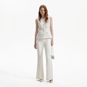 SELF PORTRAIT BLACK FRIDAY SALE Cream Sequin Boucle Jumpsuit