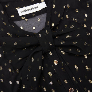 SP VIP PRICE Black And Gold Pussy Bow Maxi Dress