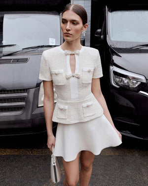 SP VIP PRICE Cream Sequin Knit Mini Dress