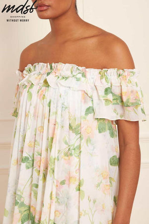 Needle & Thread PO and SALE Immortal Rose Aria Chiffon Off-Shoulder Ankle Gown - multi