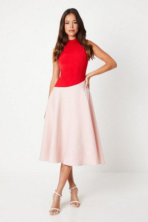 Karen Millen UK SALE Colour-block Sleeveless Crepe Midi Dress