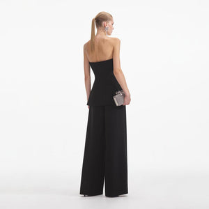 SELF PORTRAIT SS24 Black Bandeau Crepe Jumpsuit