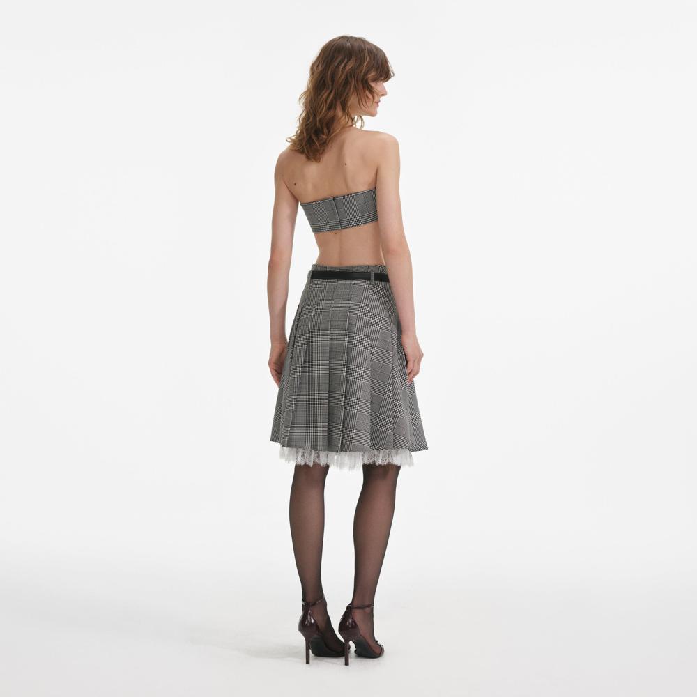 SP VIP PRICE Prince Of Wales Check Pleated Midi Skirt