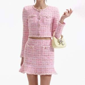 SELF PORTRAIT BLACK FRIDAY SALE Pink Check Knit Skirt