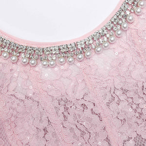 SP VIP PRICE Pink Lace Embellished Midi Dress