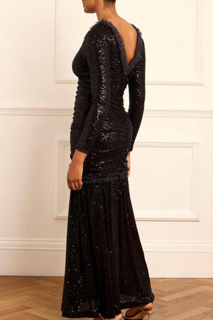 Needle & Thread CYBER SALE Starlight Long Sleeve Gown - black