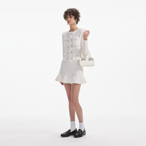 SELF PORTRAIT SS24 Cream Buttoned Knit Mini Dress