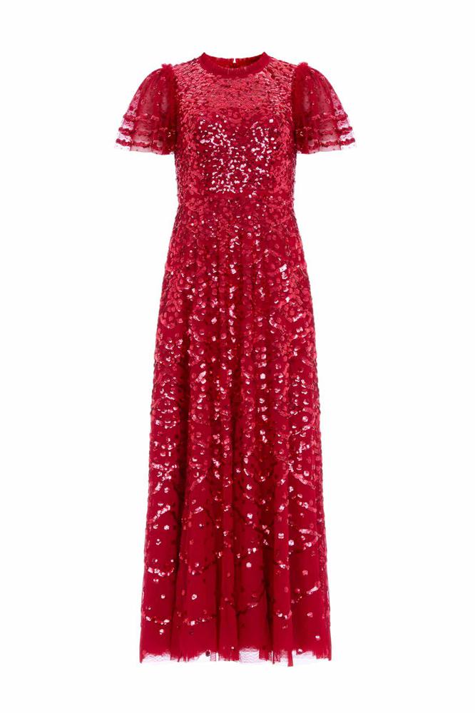 Needle & Thread CYBER SALE Deco Dot Ankle Gown - red