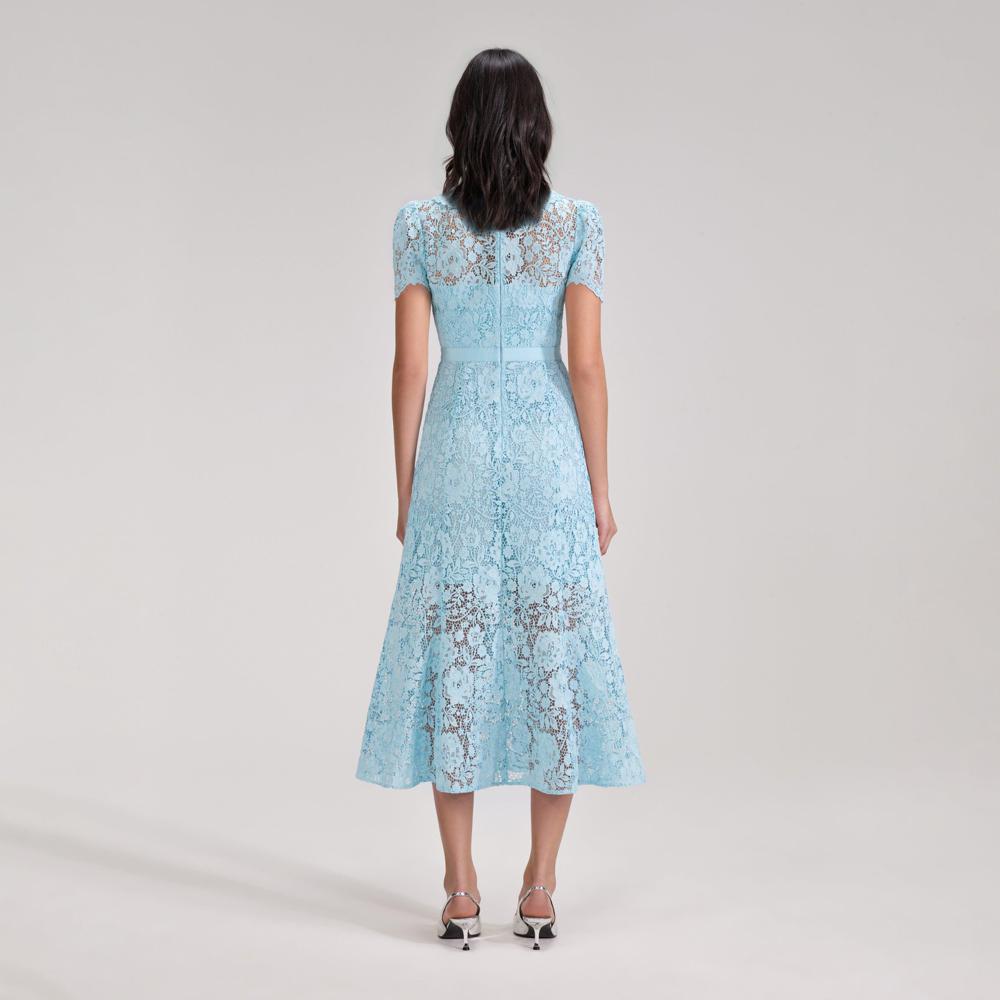 SELF PORTRAIT BLACK FRIDAY SALE Pale Blue Cord Lace Midi Dress