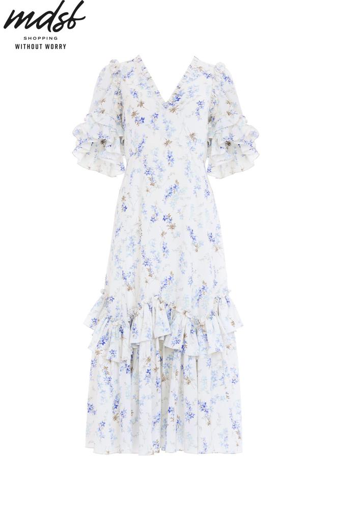 Needle & Thread PO and SALE Ophelia Ditsy Eva Crepe Ballerina Dress - multi