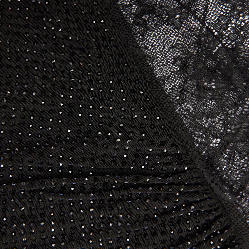 SP VIP PRICE Black Rhinestone Mesh Cut Out Mini Dress