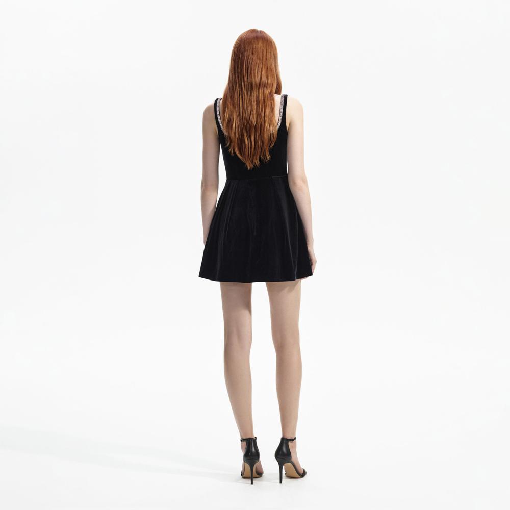 SELF PORTRAIT BLACK FRIDAY SALE Black Velvet Skater Mini Dress