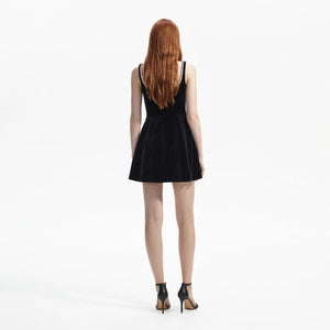 SELF PORTRAIT BLACK FRIDAY SALE Black Velvet Skater Mini Dress