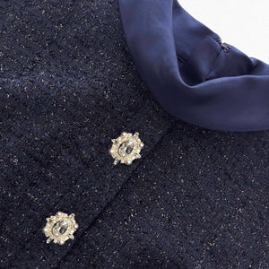 SP VIP PRICE Navy Metallic Boucle Maxi Dress
