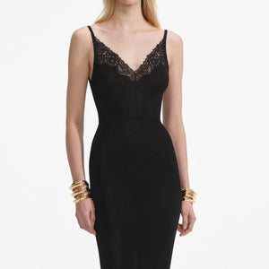 SP VIP PRICE Black Viscose Knit Maxi Dress