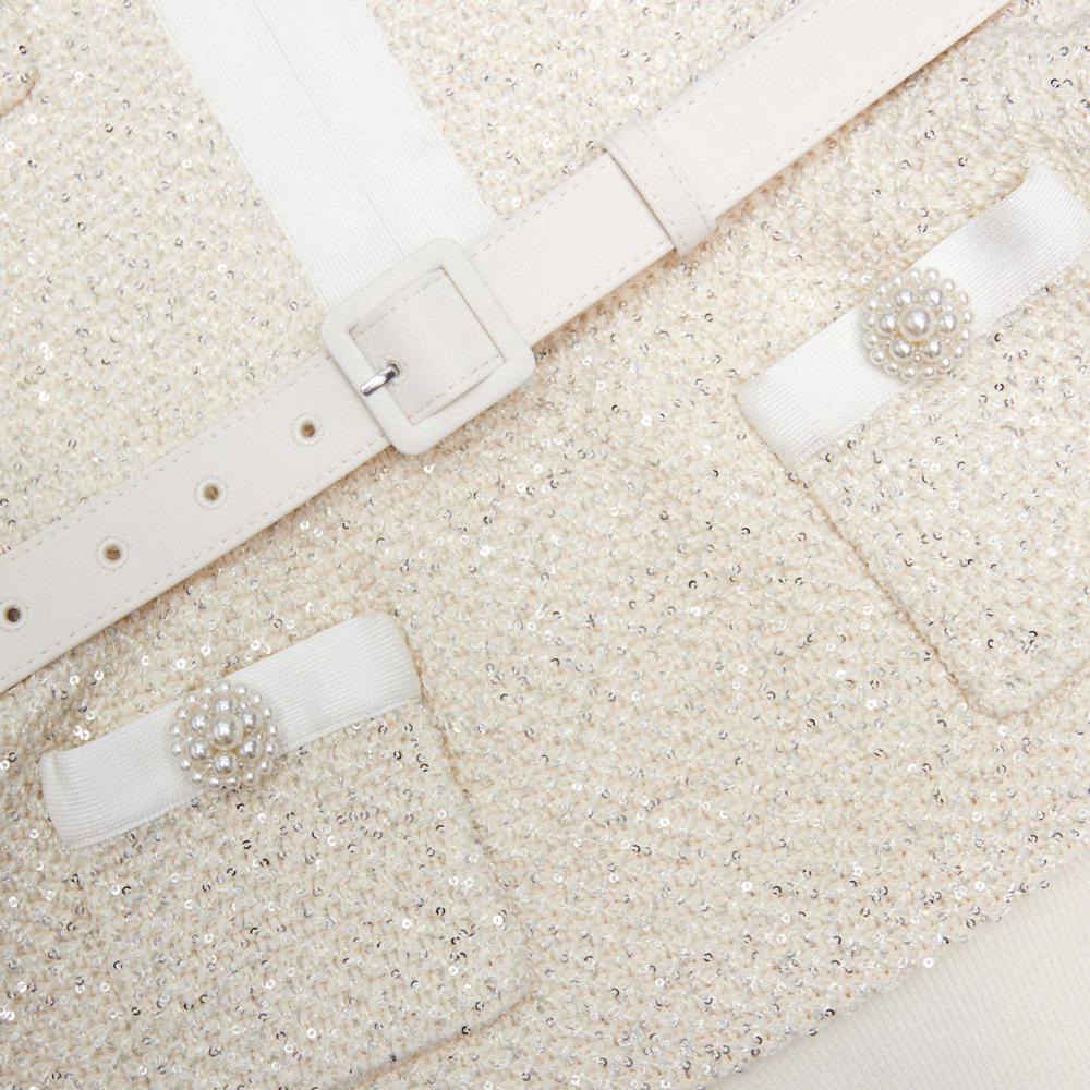 SP VIP PRICE Cream Sequin Knit Mini Dress
