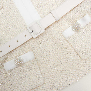 SP VIP PRICE Cream Sequin Knit Mini Dress