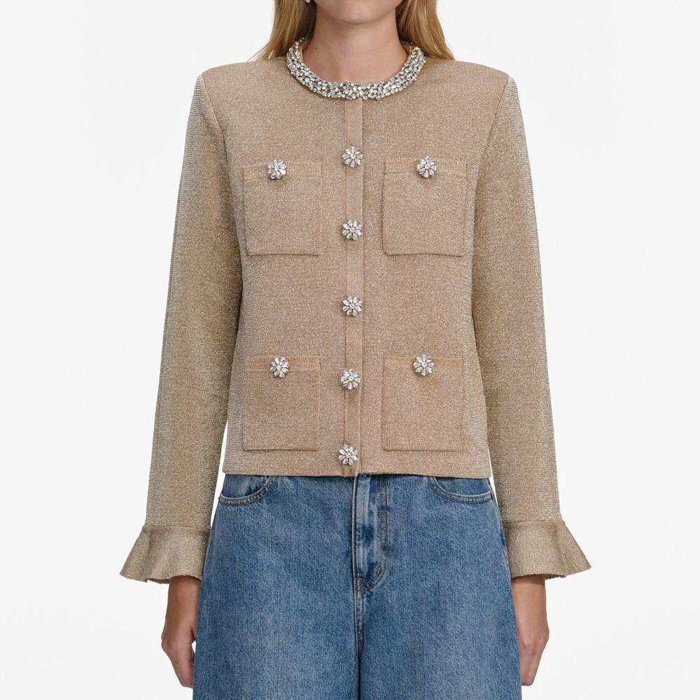 SP VIP PRICE Gold Crystal Trim Cardigan