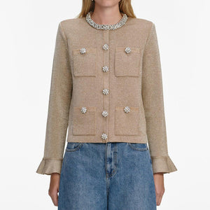 SP VIP PRICE Gold Crystal Trim Cardigan