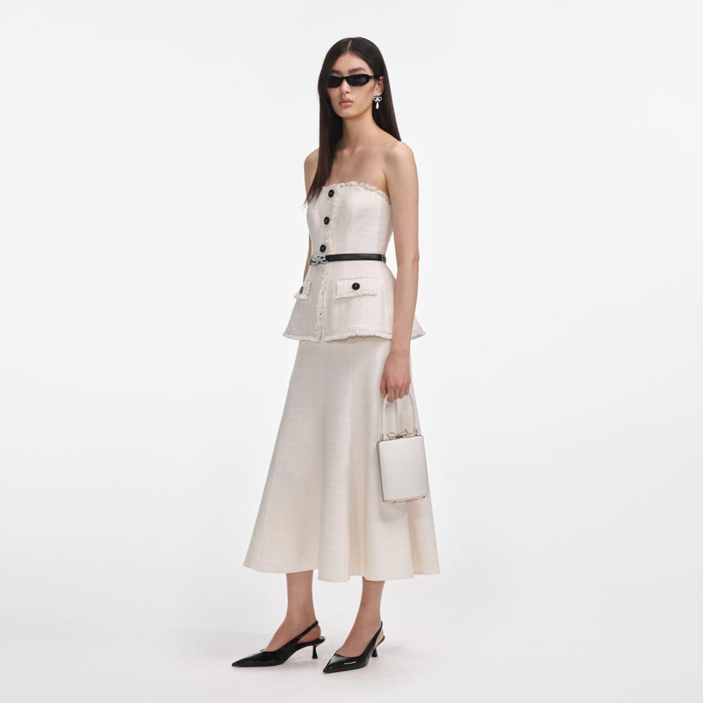 SP VIP PRICE Cream Boucle Bandeau Midi Dress