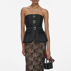 SP VIP PRICE Black Taffeta Bandeau Top