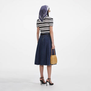 SELF PORTRAIT SS25 VIP PRICE Cream And Black Striped Crochet Top