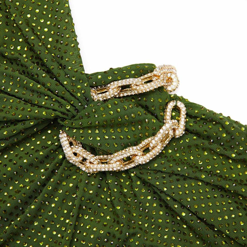 SP VIP PRICE Olive Rhinestone Embellished Maxi Dress