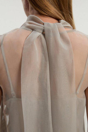 Karen Millen UK SALE Quilted Applique Organdie Woven Drape Back Blouse