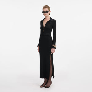 SP VIP PRICE Black Ribbed Knit Maxi Dress