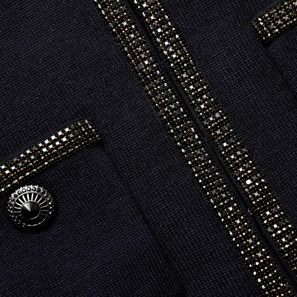 SELF PORTRAIT SS24 Navy Embellished Knit Cardigan