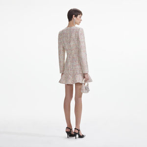 SELF PORTRAIT SS24 Pastel Boucle V-Neck Mini Dress