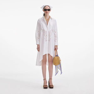 SP VIP PRICE White Cotton Embroidered Shirt Dress