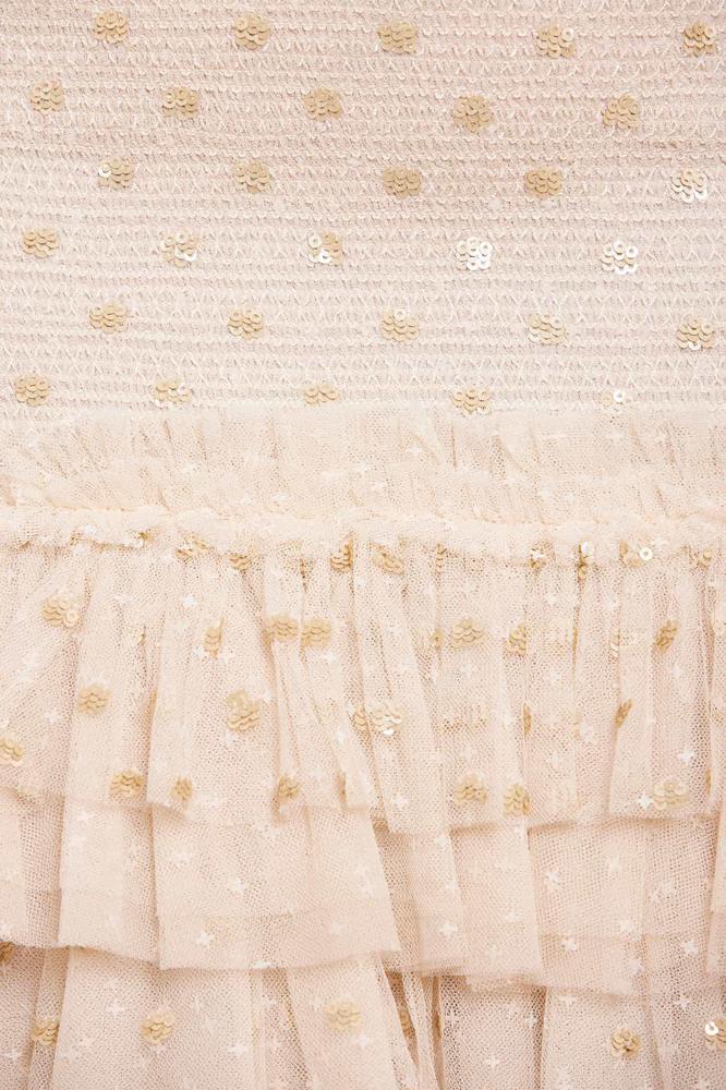 Needle & Thread CYBER SALE Polka Dot Smocked Ankle Gown - champagne