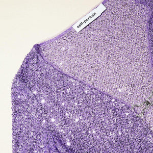 SELF PORTRAIT BLACK FRIDAY SALE Purple Beaded Cardigan