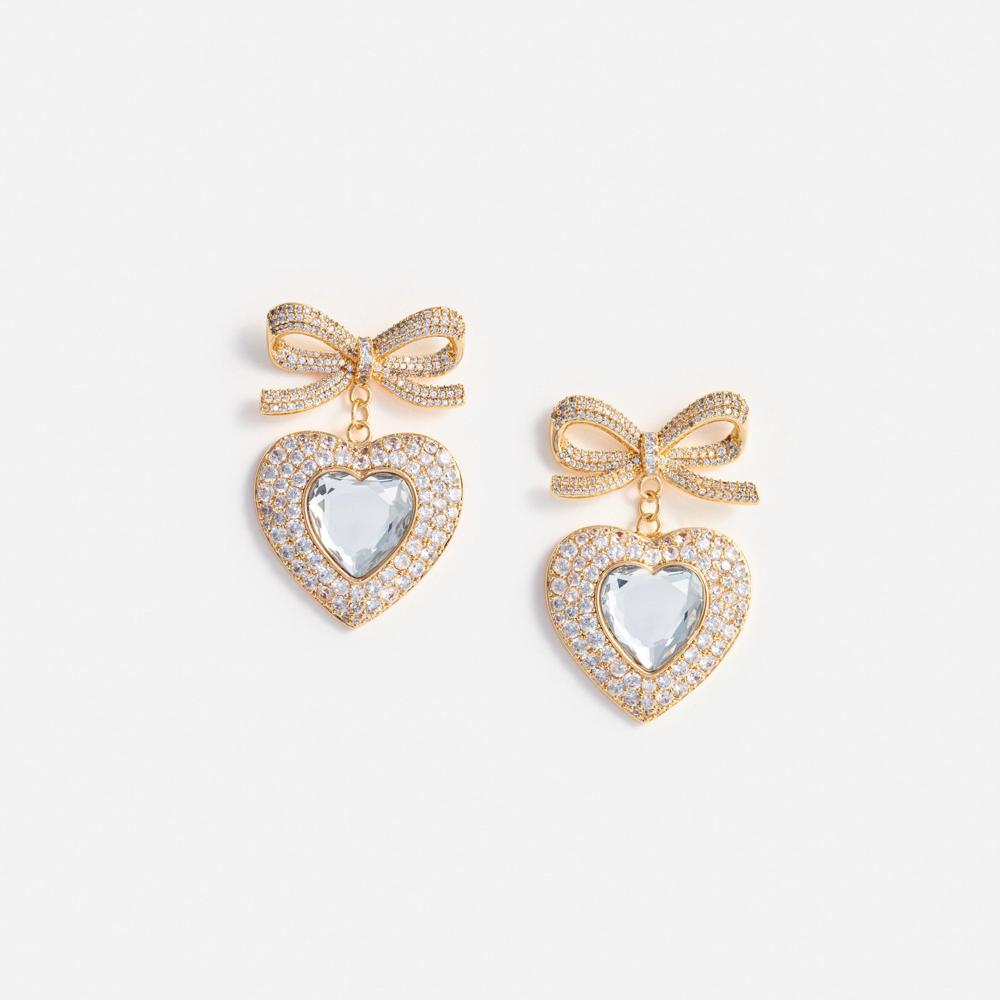 SP VIP PRICE Gold Bow Crystal Heart Earrings