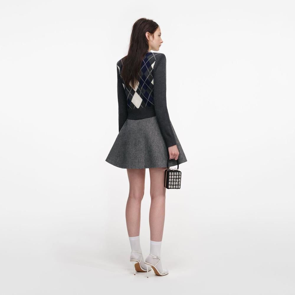 SP VIP PRICE Grey Argyle Crystal Trim Jumper