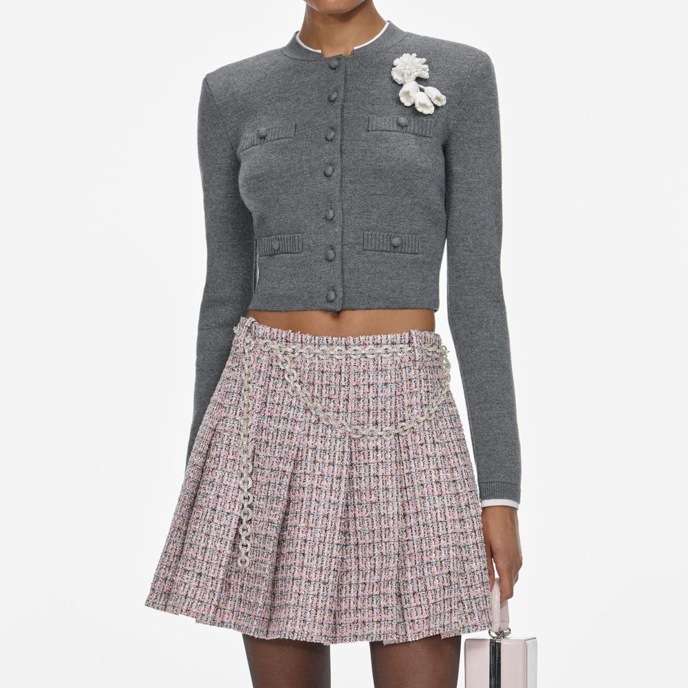 SP VIP PRICE Grey Crochet Flower Cardigan