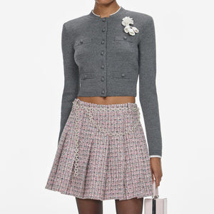 SP VIP PRICE Grey Crochet Flower Cardigan