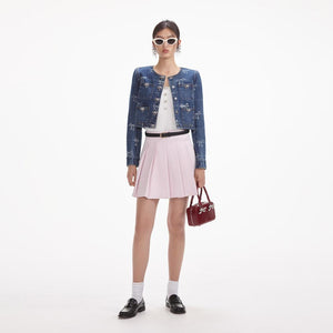 SELF PORTRAIT SS24 Bow Print Denim Jacket