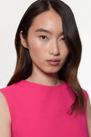 Karen Millen UK SALE Compact Stretch Colourblock Tailored Pencil Dress - hot pink