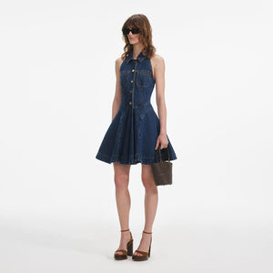 SP VIP PRICE Denim Sleeveless Flared Mini Dress
