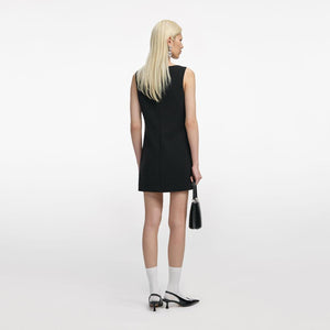 SP VIP PRICE Black Crepe Crystal Trim Mini Dress