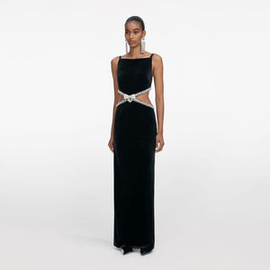 SP VIP PRICE Black Velvet Cut Out Maxi Dress